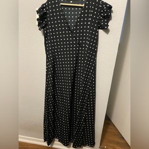 Polka dots! Short ruffle sleeve summer dress.